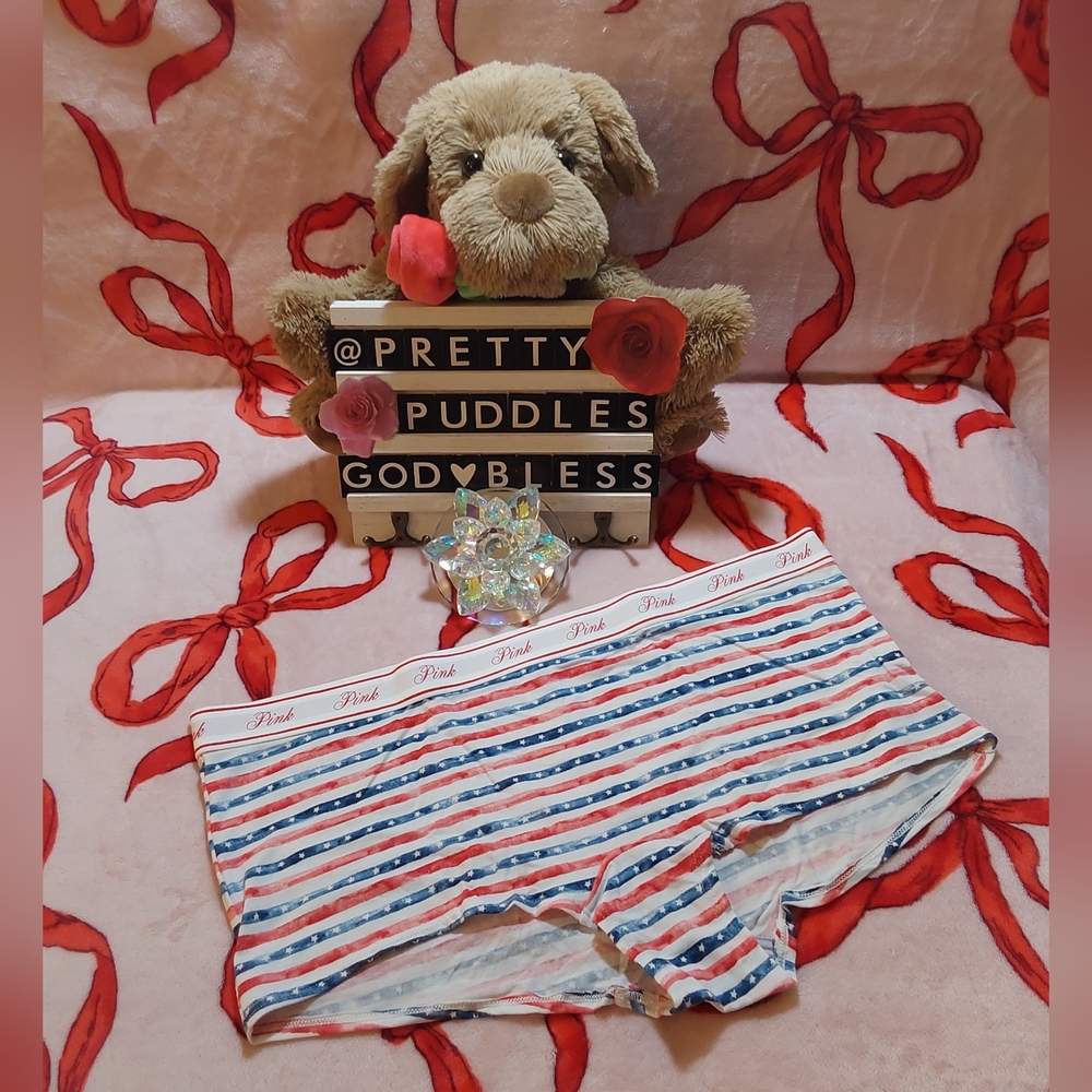 🇺🇸 XXL 🎗 #2 PINK Patriotic Logo Cotton Boyshort Panty 🇺🇸